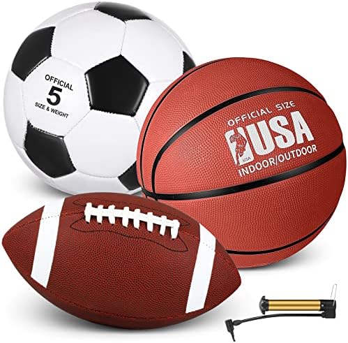 3-in-1 Sports Ball Set: Soccer, Basketball, Football + Pump!