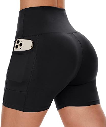 Stylish High-Waisted Biker Shorts with Pockets for Women