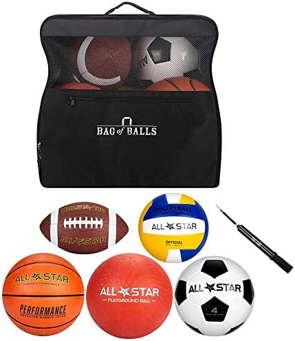 Ultimate Sports & Outdoors Ball Set: Football, Soccer, Basketball, Volleyball, Playground + Pump!