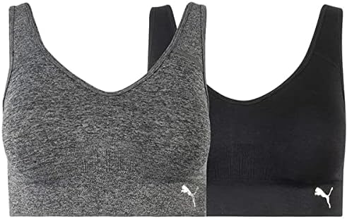 Ultimate Comfort and Support: PUMA Women’s Racerback Sports Bra 2 Pack, XL Black/Grey