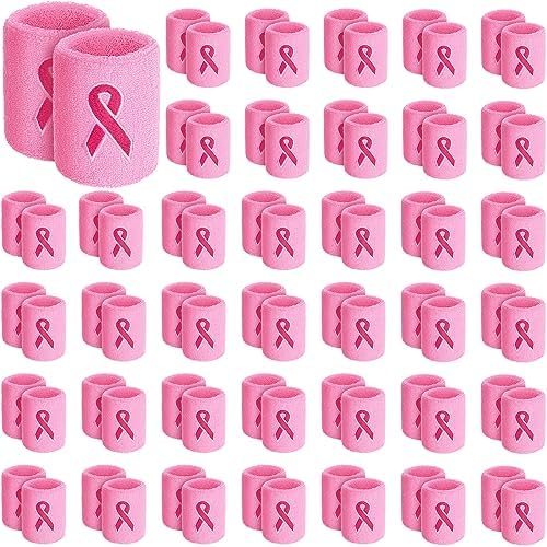 100 Pcs Pink Ribbon Wristbands: Powerful Breast Cancer Awareness!