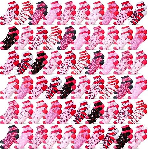 Stylish Pink Ribbon Socks for Breast Cancer Awareness