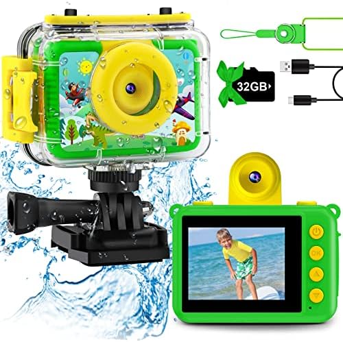 Waterproof Kids Camera – 180 Rotatable 20MP Action Cam, Perfect Birthday Gift for Boys 3-14!