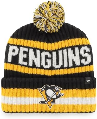 '47 NHL Unisex-Adult Officially Licensed Primary Logo Bering Sport Knit Cuffed Pom Beanie Cold Weather Hat