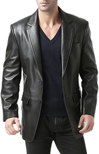 BGSD Men Richard Classic Leather Blazer Lambskin Sport Coat Jacket (Regular, Big & Tall and Short)