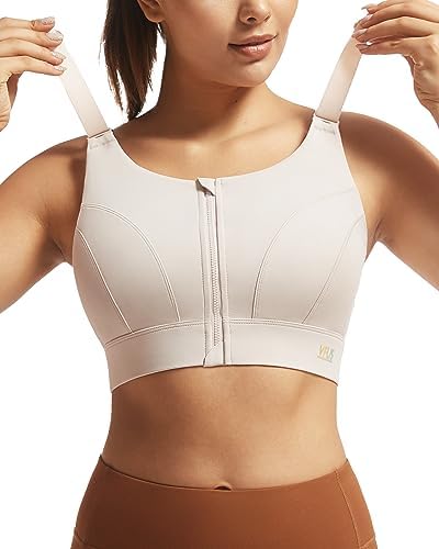 VFUS Adjustable High Impact Sports Bras for Women Zip Front Full Coverage and Lift Padded Compression Tops