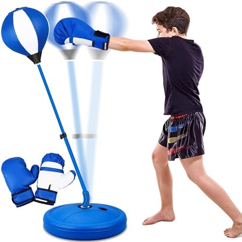 Punching Bag for Ages 3 4 5 6 7 8+ Years Old Kids, Boxing Bag Set Toy with Boxing Gloves, Height Adjustable Punching Bag, Sport Toy for Boys & Girls, Ideal Christmas Birthday Gift for Kids