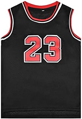 Youth Basketball Jerseys #23 Classic Retro Hip Hop Basketball Sleeveless Sweatshirt Kids Gift Black/Red XS-XL