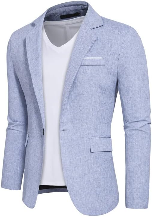Mens Sport Coats Blazers 1 Button Slim Fit Suit Jackets Lightweight Casual Stylish Notched Lapel Blazer