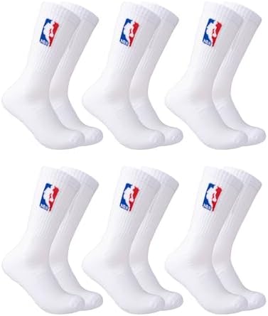 Ultra Game Boys NBA Athletic Cushioned Secure Fit Crew Socks-6 Pack