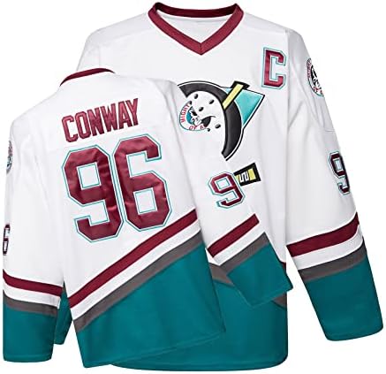 Mighty Ducks Jersey Movie Ice Hockey Jersey S-XXL Charlie Conway #96 Adam Banks #99, 90S Hip Hop Clothing for Party