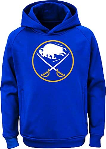 Outerstuff NHL Youth 8-20 Team Color Performance Primary Logo Pullover Sweatshirt Hoodie (8, Buffalo Sabres Blue)