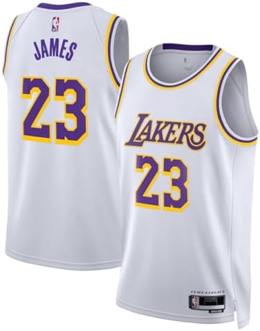 OuterStuff Lebron James Los Angeles Lakers NBA Kids Youth 8-20 Association Edition White Swingman Jersey