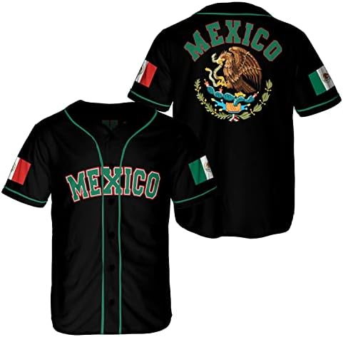 Eagle Mexico Baseball Jersey, Jersey De Mexico Flag Baseball Jersey for Men,Women S_5XL