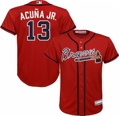 Ronald Acuna Jr. Atlanta Braves MLB Kids 4-7 Red Alternate Player Jersey