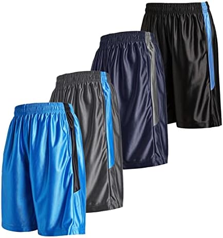Facitisu 4 Pack Basketball Shorts Men Athletic Gym Sports Shorts with Pockets