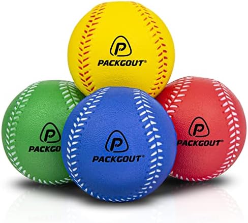 PACKGOUT Soft Baseballs, Foam Baseballs for Kids Teenager Players Training Balls 4Pcs(Red, Blue, Yellow, Green)…