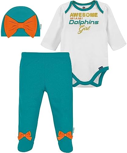 Adorable Gerber NFL Team Footed Pant and Bodysuit Set for Baby Girls
