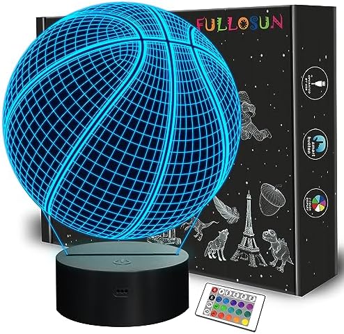 Basketball 3D Night Light Birthday Gift Lamp, Light Up Basketball Gifts 3D Illusion Lamp with Remote Control 16 Colors Changing Sport Fan Room Decoration Boy Kids Room Idea