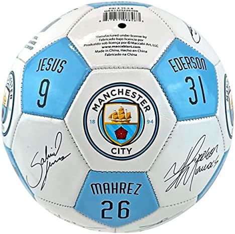 MACCABI ART Official Manchester City FC Soccer Ball with Player Signatures and Player Numbers, Size 5