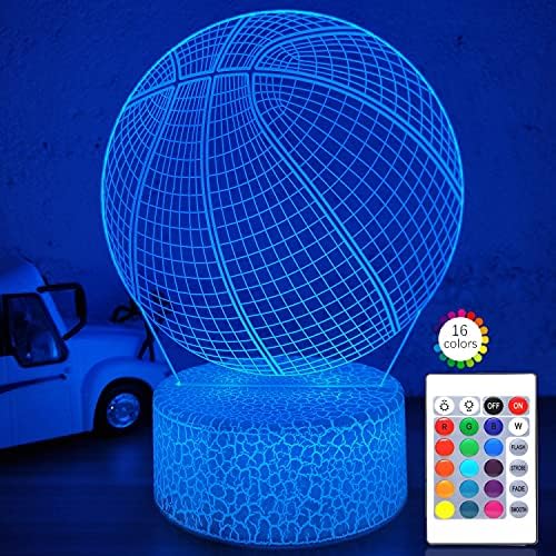 i-CHONY Basketball 3D Illusion Night Light Lamp,16 Colors Dimmable Basketball 3D Led Light,with Remote & Smart Touch,Basket Ball Gifts for Adults Teens Boys Girls Kids Birthday Christmas