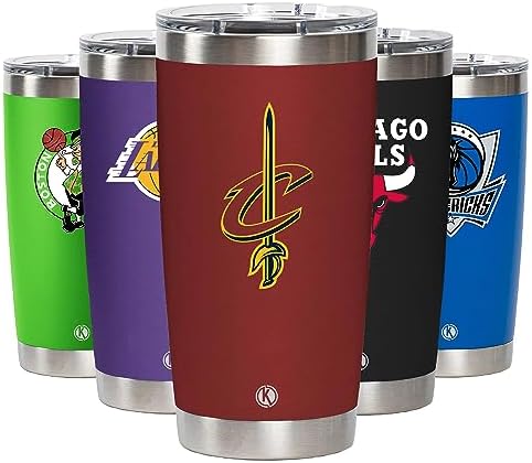 KBOTTLE NBA Collection Insulated Tumbler with MagSlider Lid Stainless Steel Vacuum Cup | 20oz (Cleveland)
