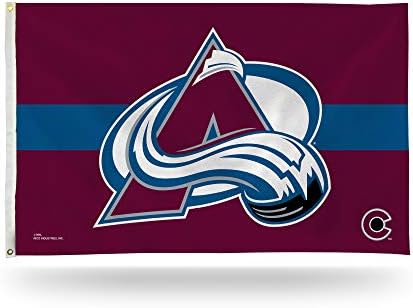 NHL Rico Industries Stripe 3' x 5' Banner Flag Single Sided - Indoor or Outdoor - Home Décor - Great Gift Item for Fans (Colorado Avalanche)