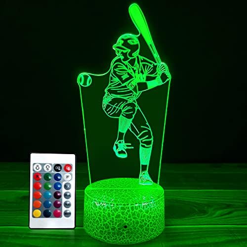 JMLLYCO Baseball Night Lights for Kids Baseball Gifts 16 Colors Change with Remote Control 3D Optical Illusion Baseball Decor Lamp As a Gift Ideas for Kids Boys Birthday Gifts (Baseball)