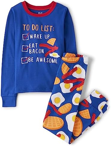 The Children's Place Boys' Long Sleeve Top and Pants Snug Fit 100% Cotton 2 Piece Pajama Set