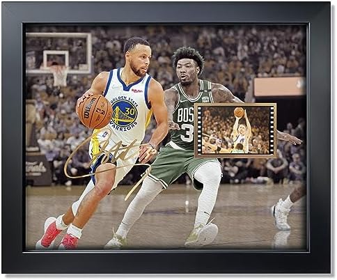 sufenvera Signed Stephen Curry Memorabilia Film Photo Collage,Stephen Curry Picture Framed Poster Gifts for Basketball Fans on Birthday/Christmas/Valentine's Day 10x8 Inches