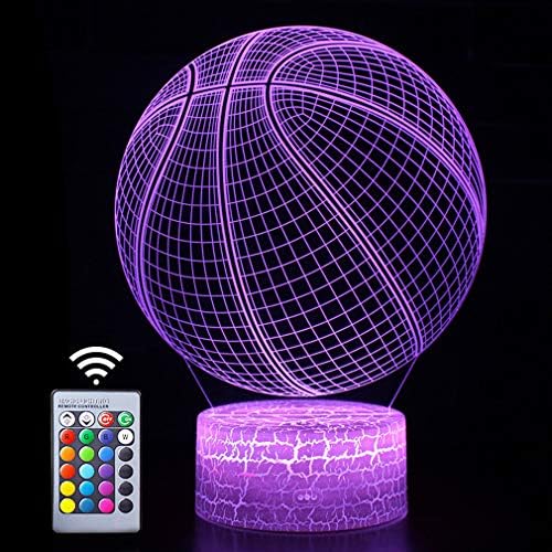 Hoofun Basketball Night Light,Remote Control 3D Illusion Touch LED RGB Night Lights for Kids Bedroom, 16 Colors Changing Desktop Lamp Decor Birthday Christmas Gift for NBA Lovers Kids Boys