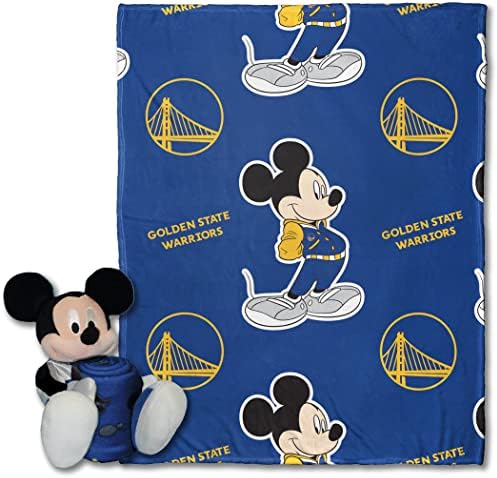Northwest Official NBA Golden State Warriors & Mickey Mouse Character Hugger Pillow & Silk Touch Throw Set, 40