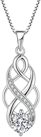 Lwsary Infinity Necklace for Women Sterling Silver Celtic Knot Pendant Good Luck Polished Jewelry
