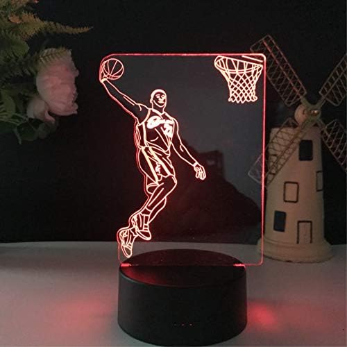 XIEHE 3D Illusion LED Night Light,7 Colors Gradual Changing Touch Switch USB Table Lamp for Holiday Gifts or Home Decorations (7 Colour, Basketball Light)