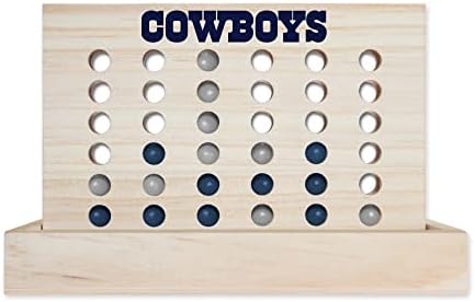 Rico Industries NFL Wooden 4 in a Row Board Game Line up 4 Game Travel Board Games for Kids and Adults
