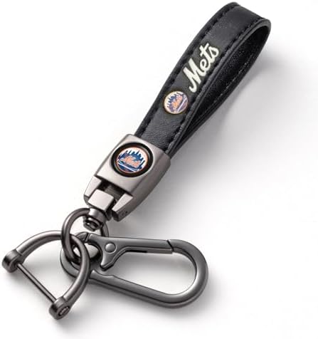 LASERSWING for New York Mets Baseball Fans Car Keychain Keyring Accessories, Leather Car Key Chain Replacement for Key Fob Holder,Delicate Gifts for Men Women, NY Mets