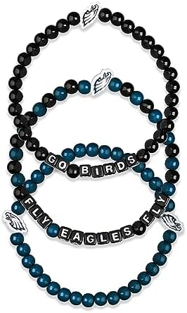 FOCO NFL Unisex-Adult NFL Team Logo Officially Licensed 3-Pack Beaded Friendship Bracelets