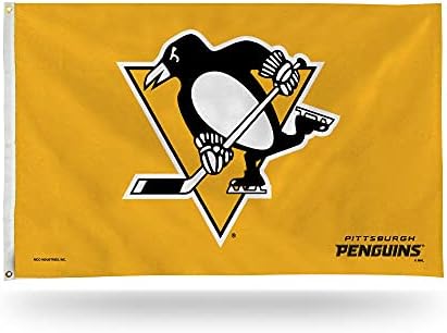 NHL Rico Industries Exclusive 3' x 5' Banner Flag Single Sided - Indoor or Outdoor - Home Décor - Great Gift item For Fans (Pittsburgh Penguins)