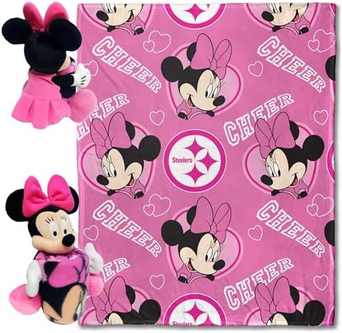 Northwest Official NFL Pittsburgh Steelers & Minnie Mouse Character Hugger Pillow & Silk Touch Throw Set, 40
