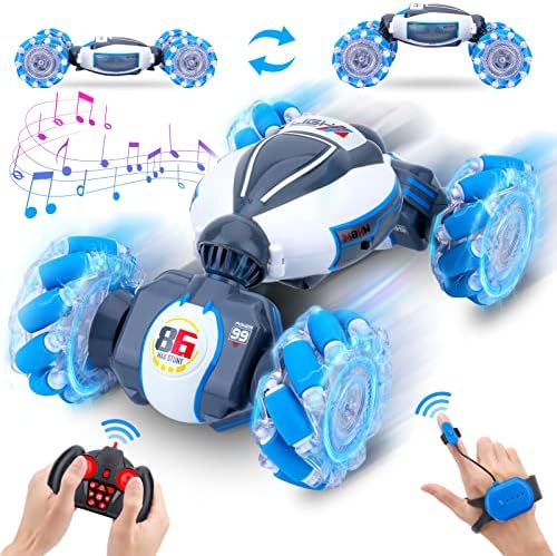 Dysaim Gesture RC Car, Gesture Sensing RC Stunt Car Toys for Kids 6-12 yr, 2.4GHz 4WD Hand Remote Control Cars with Lights Music, Off-Road 360° Rotation RC Drift Car Birthday Xmas Gifts