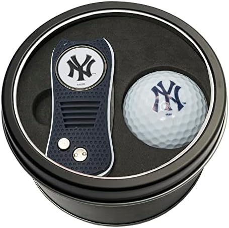 Team Golf MLB Gift Set Switchblade Divot Tool with Double-Sided Magnetic Ball Marker & Golf Ball, Patented Single Prong Design, Less Damage to Greens, Switchblade Mechanism