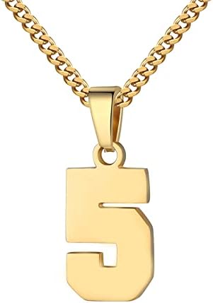 Number Necklace for Boy 0-99 Athletes Jersey Number Necklace Stainless Steel Chain 22+2 inch Personalized Number Charm Pendant Inspirational Jewelry Basketball Baseball Football Gift for Men