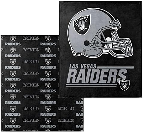 Northwest NFL Double Sided Blanket - 100% Soft Polyester - Double Sided - Embrace NFL Spirit and Stay Warm on Game Days (Las Vegas Raiders - Black)