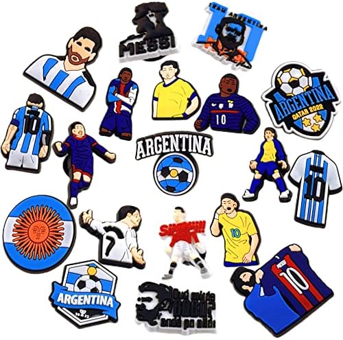 19pcs Soccer Charms PVC Sports Charms for Teens Shoe Charms Decor Fits Shoe Sandals Bracelets Ornaments Gift for Boys Man