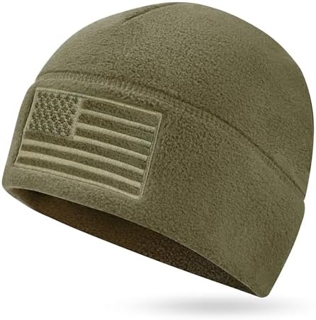 American Flag Fleece Watch Cap, USA Multi-Season Army Military Tactical Beanie, Winter Warm Beanie