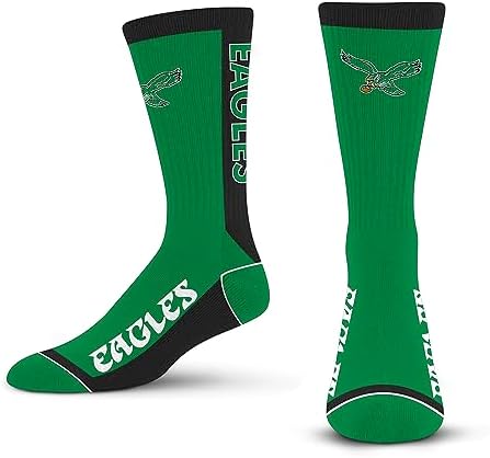 For Bare Feet NFL Classic PHILADELPHIA EAGLES MVP Crew Sock Team Color Large