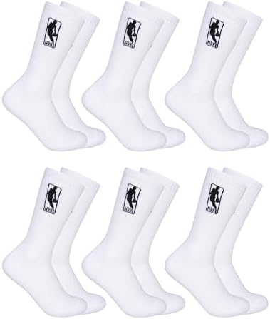 Ultra Game NBA Boys Athletic Cushioned Secure Fit Crew Socks - 6 Pack
