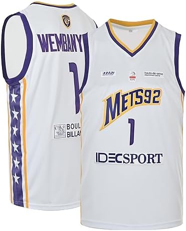 MET92 Men's #1 Basketball Jersey Embroidered Basketball Game Jersey Breathable Quick Dry Gift S-XXL