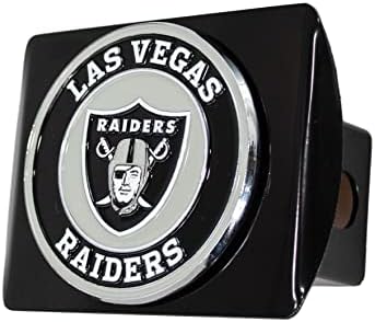 Las Vegas Raiders NFL Black Metal Hitch Cover with 3D Colored Team Logo by FANMATS - Unique Round Molded Design – Easy Installation on Truck, SUV, Car - Ideal Gift for Die Hard Football Fan
