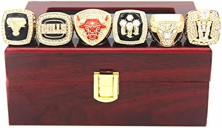 XiaKoMan CHI 23 MVP 1991,1992,1993,1996,1997,1998 Basketball World Champions Replica Champ Rings Set with wooden Box Gifts for fathers Youth Kids Mens Boys